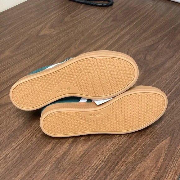 Adidas Green Denim and White Retro Sneakers - Picture 5 of 6